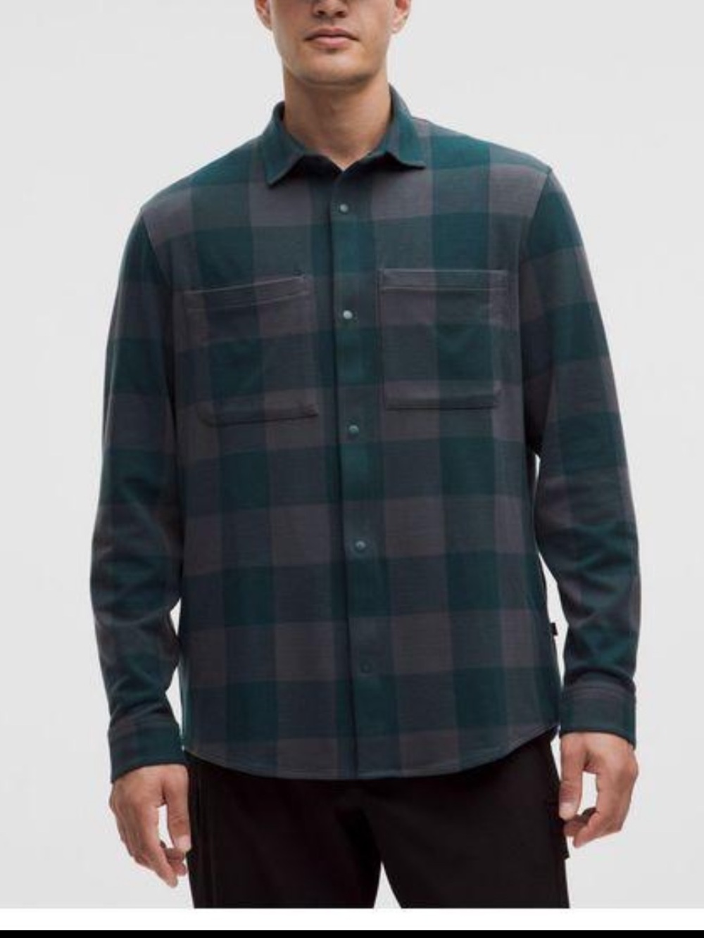 Lululemon Soft Knit Overshirt Ink Green Check Blue Green Plaid M NWT - Picture 1 of 5